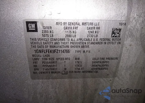 2015 Chevrolet Equinox 1Lt z USA, uszkodzony, nr VIN 1GNFLFEK9FZ114766